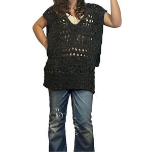 Abercrombie Open Loose Knit
Sweater Vest Tank Top Brown V
Neck Oversized  (M)